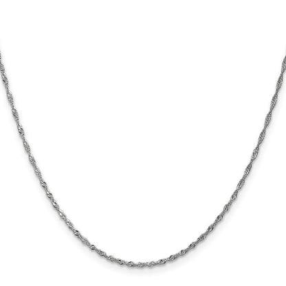 14K White Gold 24 inch 1.4mm Singapore with Spring Ring Clasp Chain