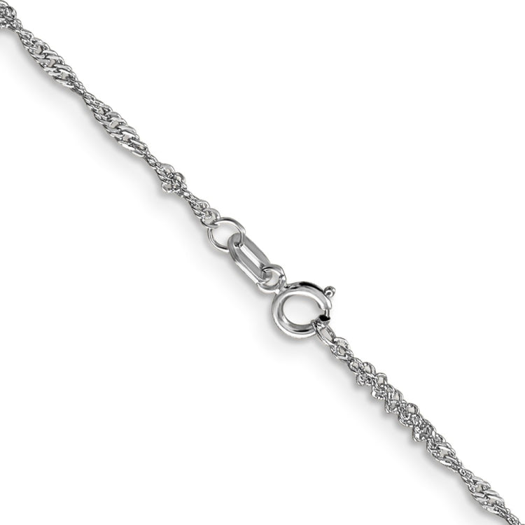 14K White Gold 24 inch 1.4mm Singapore with Spring Ring Clasp Chain