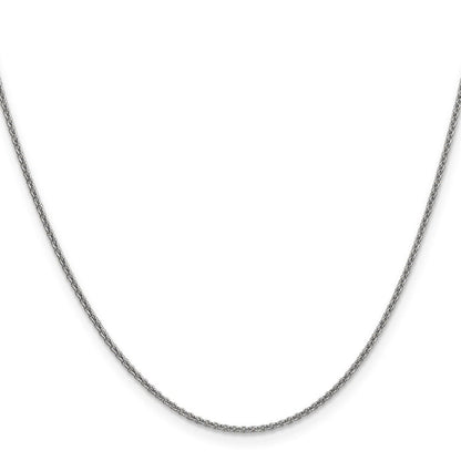 14K White Gold 16 inch 1.4mm Round Open Link Cable with Lobster Clasp Chain