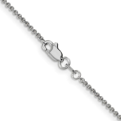 14K White Gold 16 inch 1.4mm Round Open Link Cable with Lobster Clasp Chain