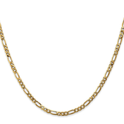 14K 16 inch 3mm Flat Figaro with Lobster Clasp Chain