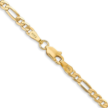 14K 18 inch 3mm Flat Figaro with Lobster Clasp Chain