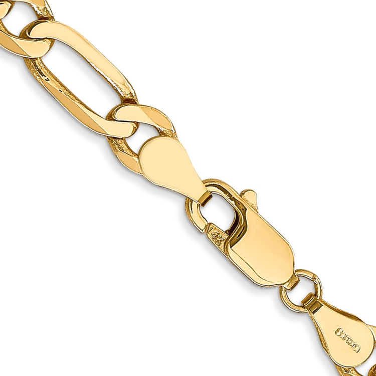 14K 24 inch 5.25mm Flat Figaro with Lobster Clasp Chain