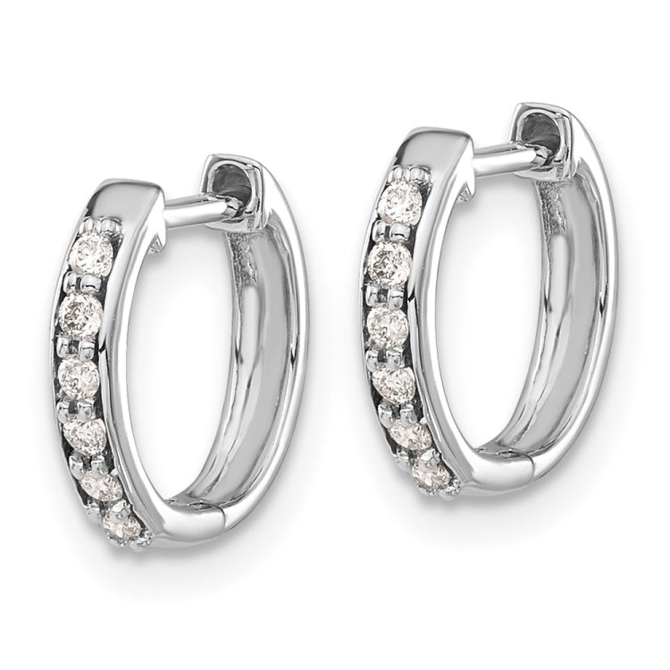 14k White Gold Diamond Hinged Hoop Earrings