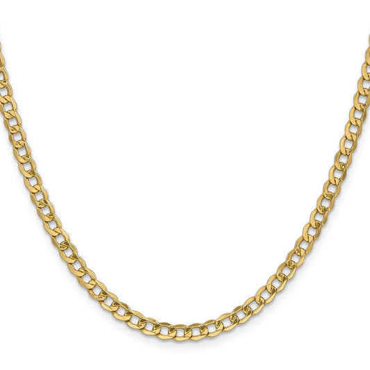 14K 24 inch 4.3mm Semi-Solid Curb with Lobster Clasp Chain