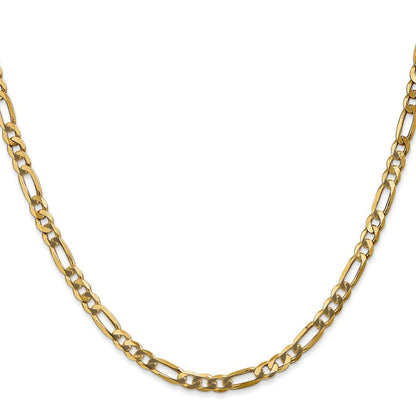 14K 18 inch 4mm Flat Figaro with Lobster Clasp Chain