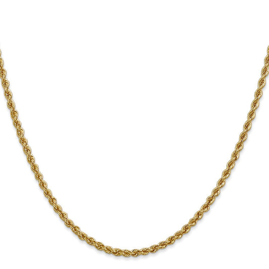 14K 24 inch 2.5mm Regular Rope with Lobster Clasp Chain