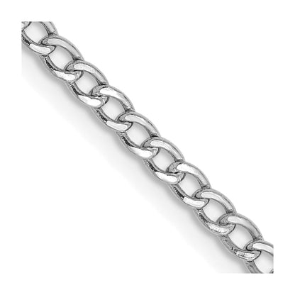 14K White Gold 24 inch 2.5mm Semi-Solid Curb with Lobster Clasp Chain