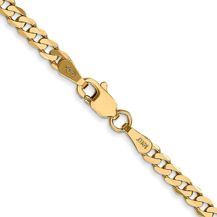 14K 20 inch 2.9mm Flat Beveled Curb with Lobster Clasp Chain