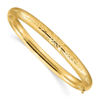 14k 4/16 Florentine Engraved Hinged Bangle Bracelet