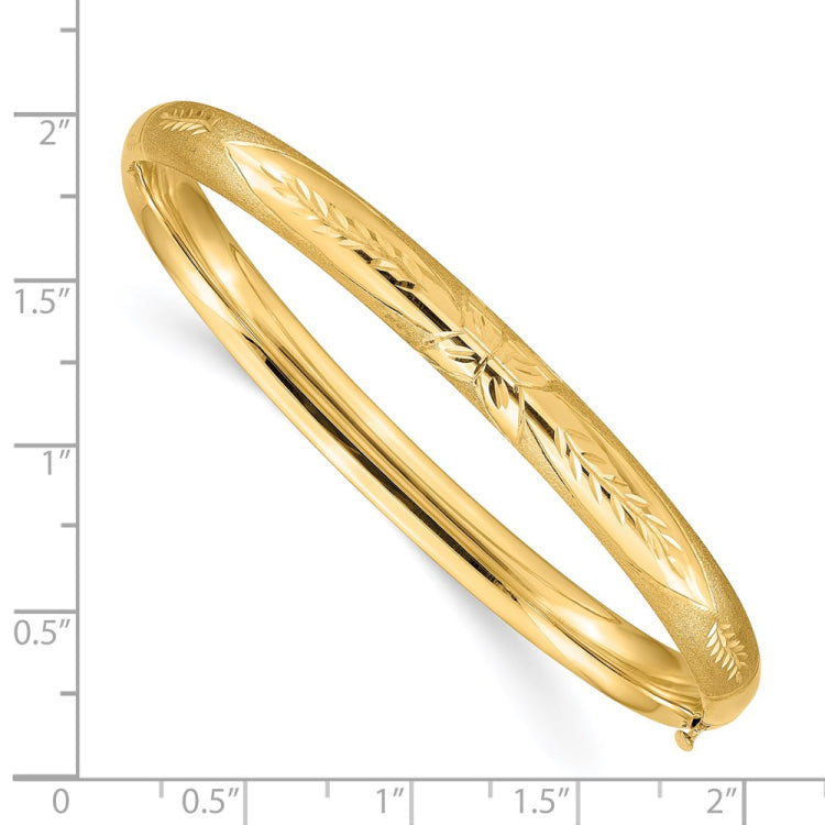 14k 4/16 Florentine Engraved Hinged Bangle Bracelet