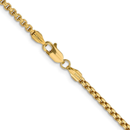 14K 24 inch 2.45mm Semi-Solid Round Box with Lobster Clasp Chain