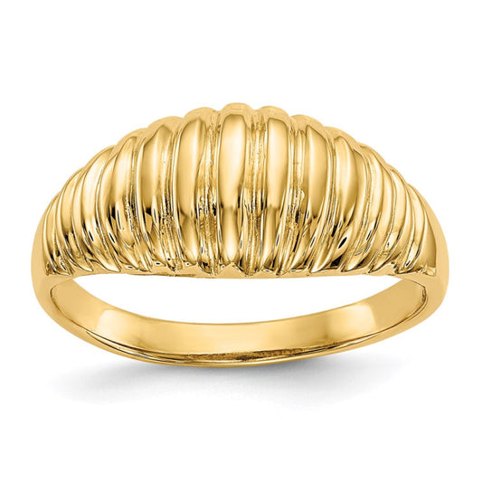 14k High Polished Ribbed Dome Ring