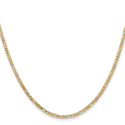 14K 22 inch 2.25mm Flat Figaro with Lobster Clasp Chain