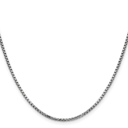 14K White Gold 20 inch 1.75mm Semi-Solid Round Box with Lobster Clasp Chain