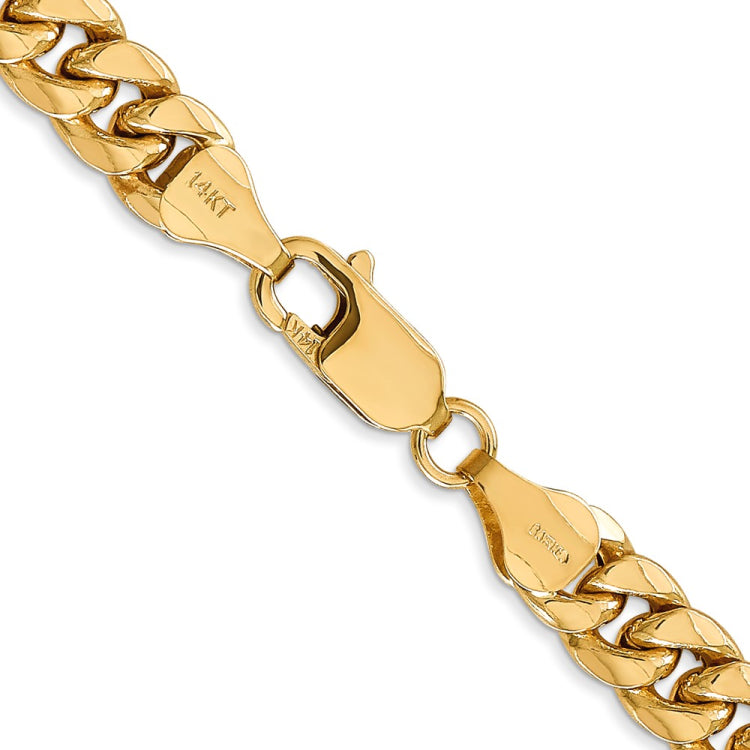 14K 20 inch 6.75mm Semi-Solid Miami Cuban with Lobster Clasp Chain