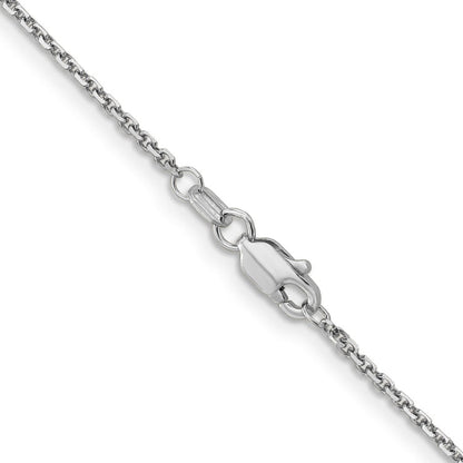 14K White Gold 18 inch 1.4mm Diamond-cut Round Open Link Cable with Lobster Clasp Chain