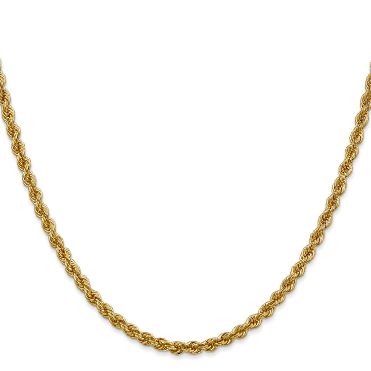 14K 20 inch 3mm Regular Rope with Lobster Clasp Chain