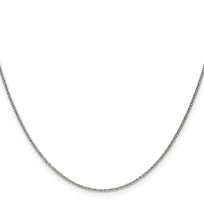 14K White Gold 24 inch 1mm Round Open Link Cable with Lobster Clasp Chain