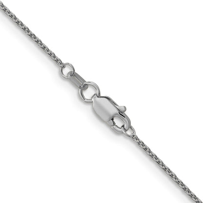 14K White Gold 24 inch 1mm Round Open Link Cable with Lobster Clasp Chain