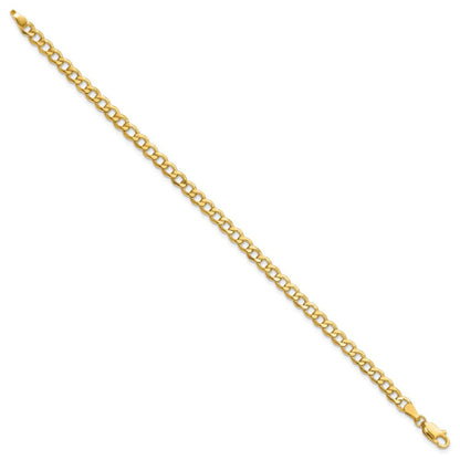 14K 8 inch 4.3mm Semi-Solid Curb with Lobster Clasp Bracelet