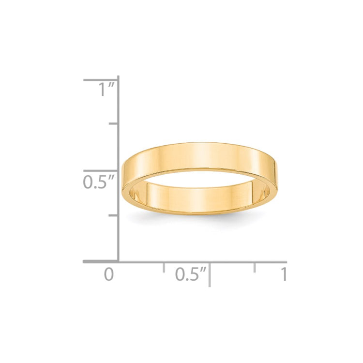 14k Yellow Gold 4mm Lightweight Flat Wedding Band Size 7