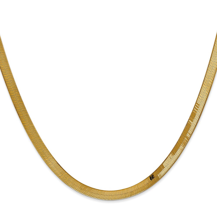 14K 20 inch 4mm Silky Herringbone with Lobster Clasp Chain