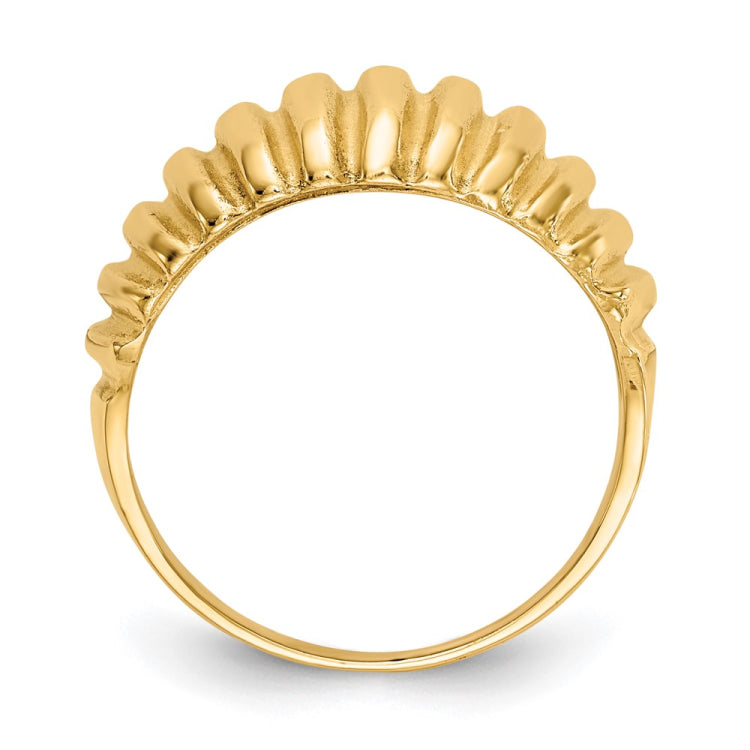 14k High Polished Ribbed Dome Ring