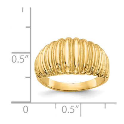 14k High Polished Ribbed Dome Ring