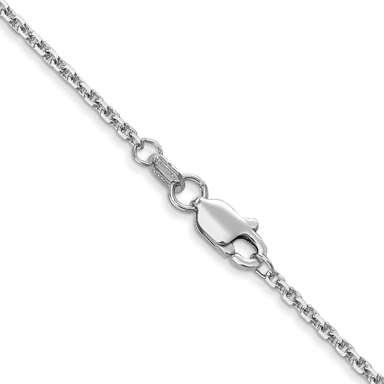 14K White Gold 22 inch 1.45mm Diamond-cut Cable with Lobster Clasp Chain