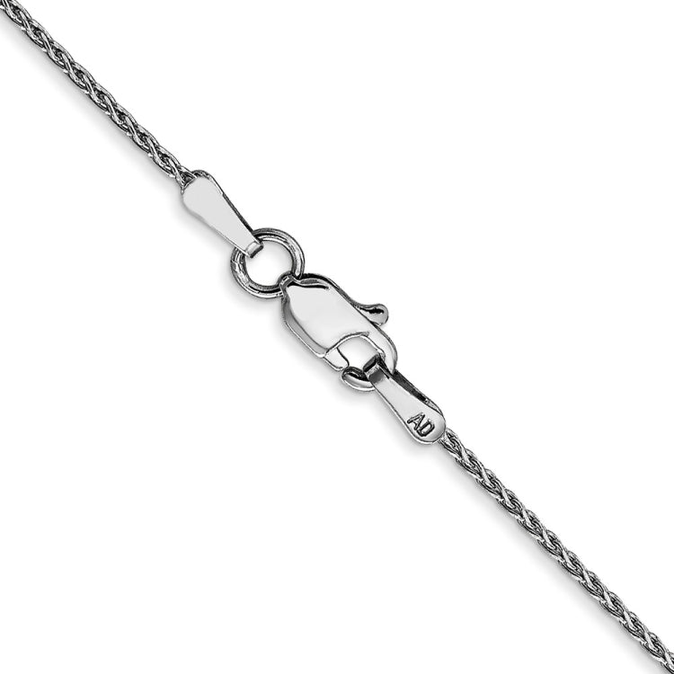 14K White Gold 16 inch 1mm Diamond-cut Parisian Wheat with Lobster Clasp Chain