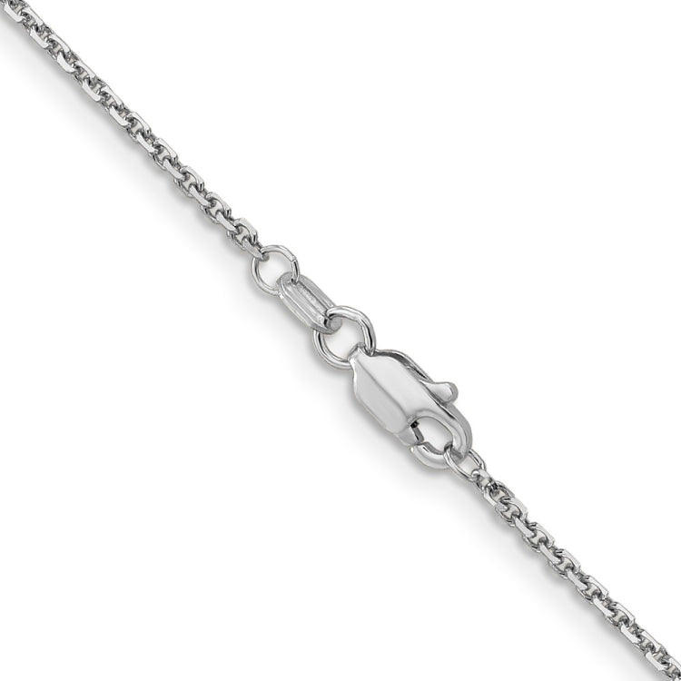 14K White Gold 16 inch 1.4mm Diamond-cut Round Open Link Cable with Lobster Clasp Chain