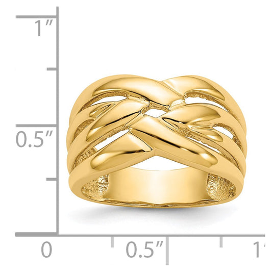 14k High Polished Woven Dome Ring