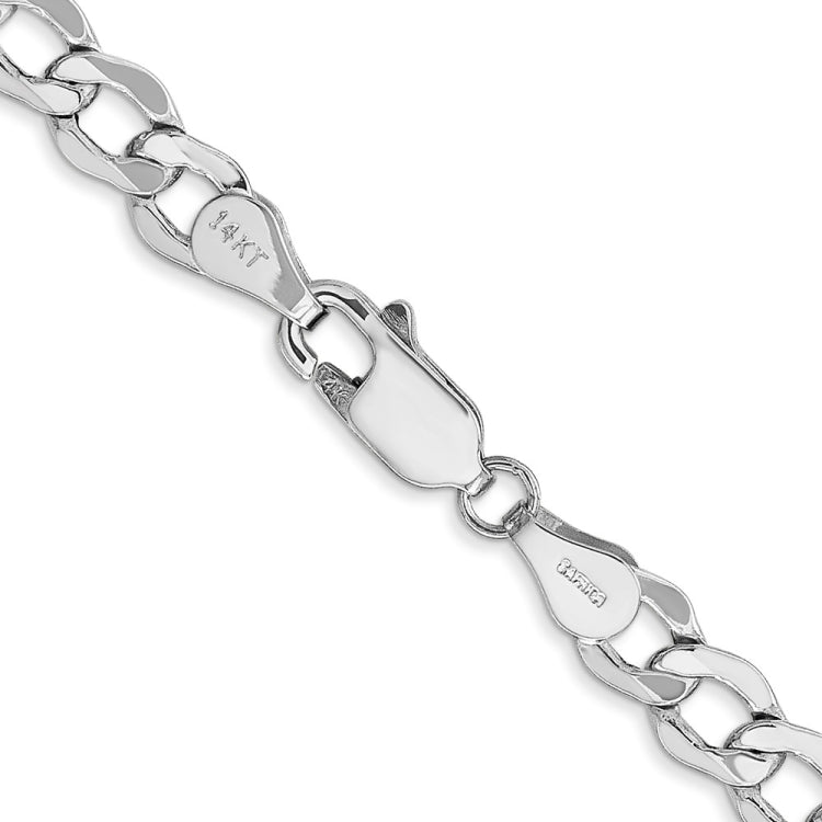 14K White Gold 24 inch 5.25mm Semi-Solid Curb with Lobster Clasp Chain