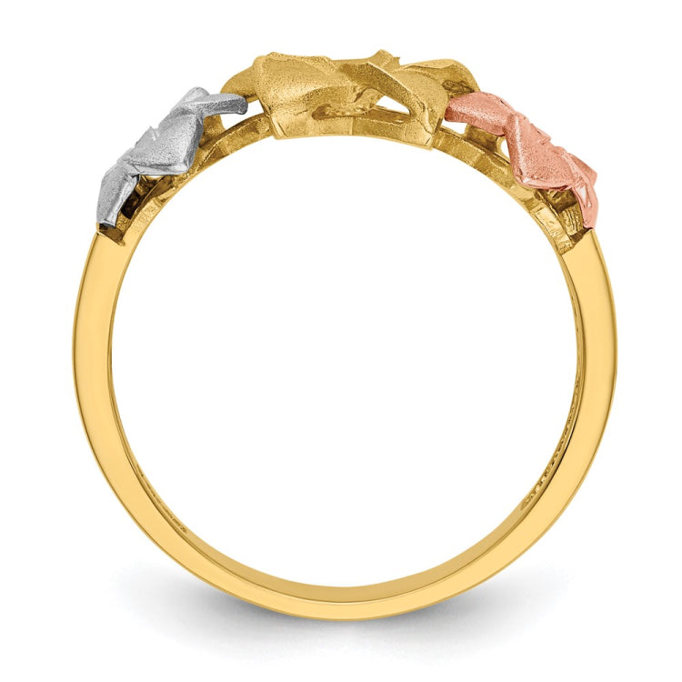 14k Tri-color Plumeria Ring