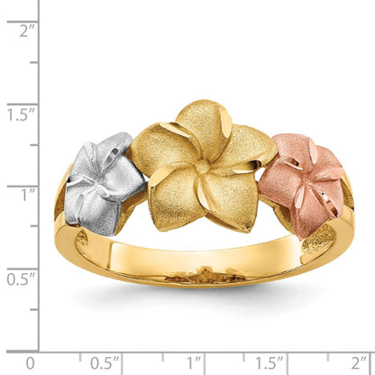 14k Tri-color Plumeria Ring