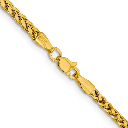 14K 24 inch 2.5mm Semi-Solid Diamond-cut Wheat with Lobster Clasp Chain