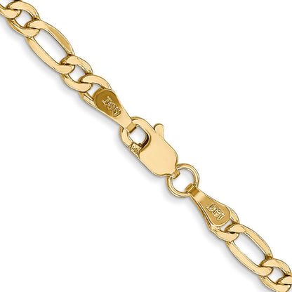 14K 22 inch 3.5mm Semi-Solid Figaro with Lobster Clasp Chain