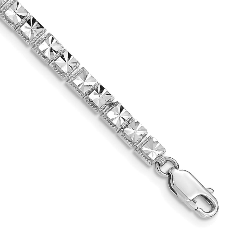 14K White Gold Diamond-Cut Bracelet