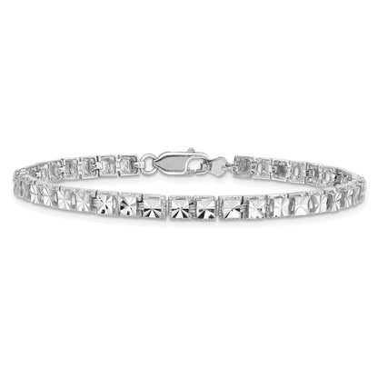 14K White Gold Diamond-Cut Bracelet