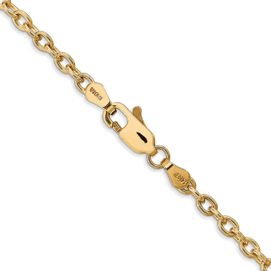 14K 30 inch 3.2mm Round Open Link Cable with Lobster Clasp Chain