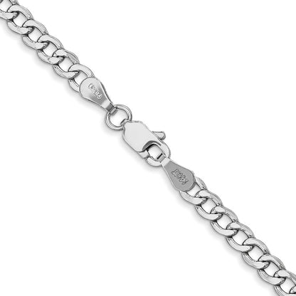 14K White Gold 20 inch 3.35mm Semi-Solid Curb with Lobster Clasp Chain