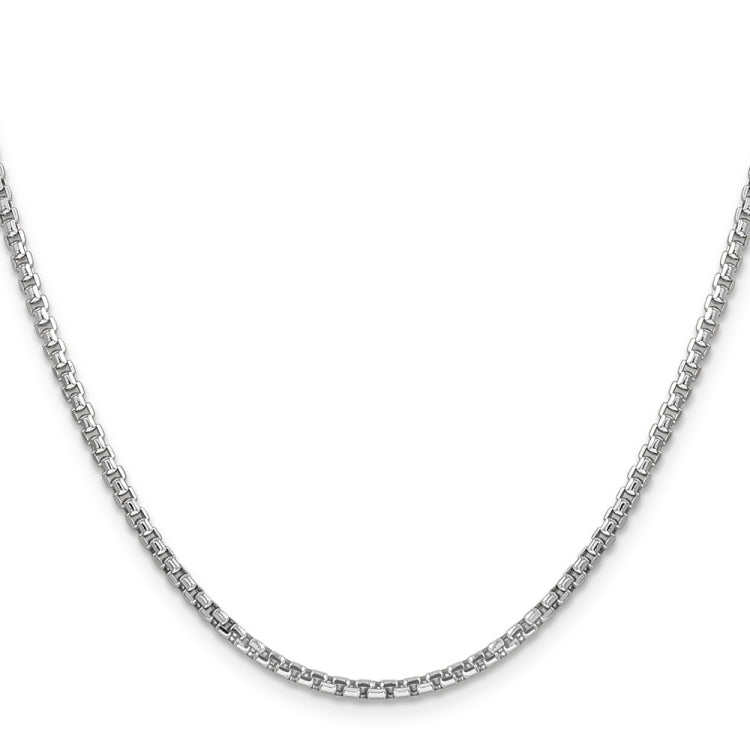 14K White Gold 20 inch 2.45mm Semi-Solid Round Box with Lobster Clasp Chain