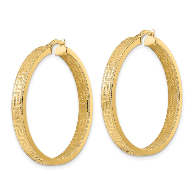 14K Greek Key Hoop Earrings