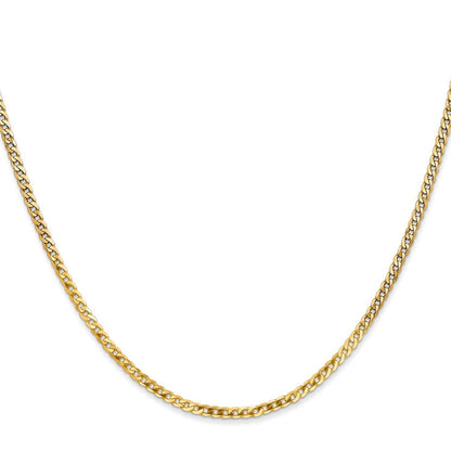 14K 18 inch 2.2mm Flat Beveled Curb with Lobster Clasp Chain