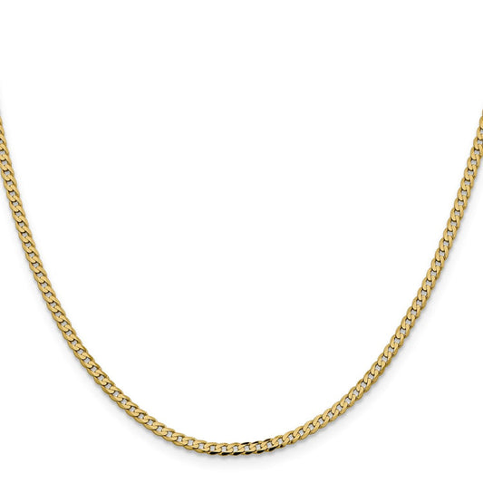 14K 18 inch 2.3mm Flat Beveled Curb with Lobster Clasp Chain