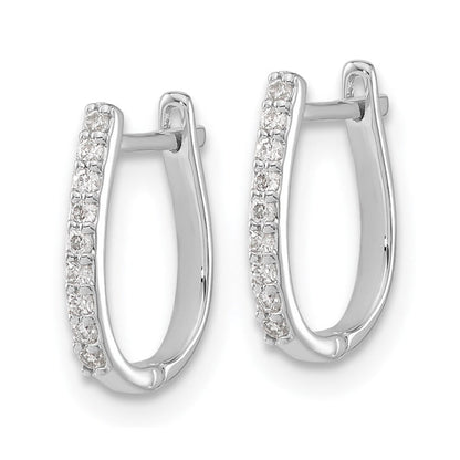 14k White Gold Diamond Hinged Hoop Earrings