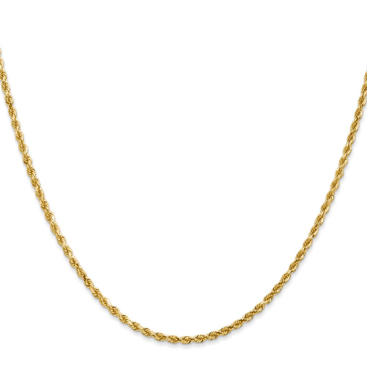 14K 22 inch 2mm Diamond-cut Rope with Lobster Clasp Chain