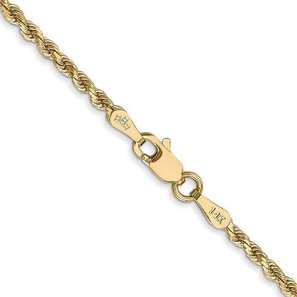 14K 22 inch 2mm Diamond-cut Rope with Lobster Clasp Chain