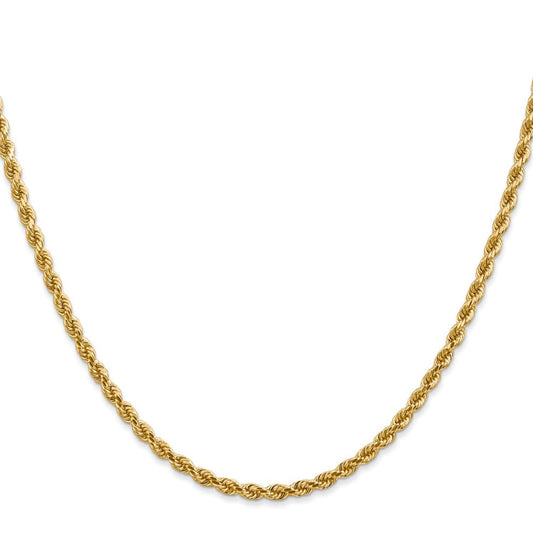 14K 20 inch 2.75mm Diamond-cut Rope with Lobster Clasp Chain